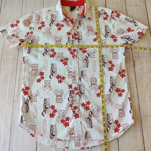 Disney Lilo & Stitch Tiki Woven Button-Up Shirt sz S - Picture 8 of 11